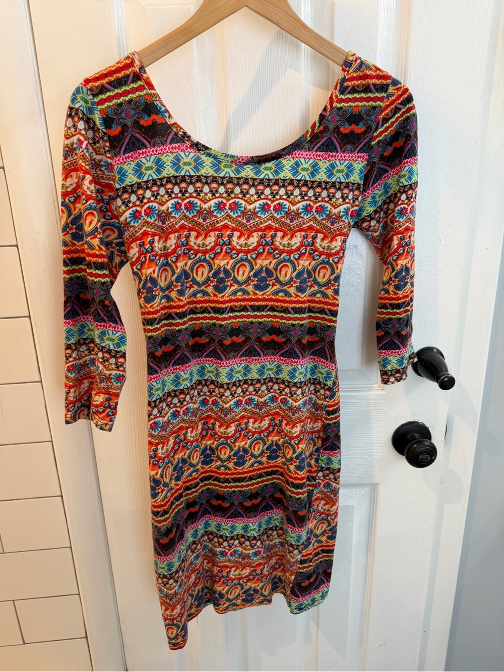 Vibrant Multicolor Patterned Stretchy Women’s Dress